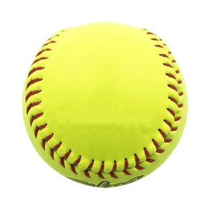 Popüler açık spor resmi sarı deri beyzbol özel Logo eğitim softbol uygulama topu