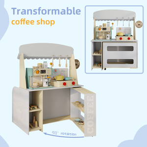 Cafetería de Juguete de <span class=keywords><strong>Madera</strong></span> COMMIKI para Niños Dos en Uno Puesto de <span class=keywords><strong>Cocina</strong></span> para Juego de Rol Desarrollo de Habilidades Sociales y Juego Imaginativo - Product Image 5