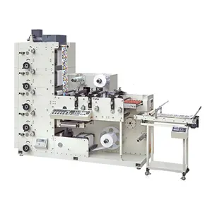 Automatic high speed 3 color letter press sticker flexo printing and die cutting machine with sheet conveyor