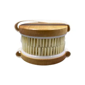Cepillo de baño de madera para piel seca, cerdas de Sisal Natural, exfoliación de celulitis, cepillo corporal seco para piel ligera, marco de bambú