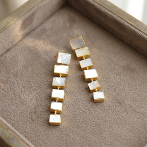 Imitation Pearl Long Drop Earrings 18K <b>Gold</b> Plated Brass Healing Crystal Bulk - Product Image 3