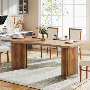 2024 moderna casa colonica in legno Vintage marrone rettangolare da 4 a 6 posti in legno cena tavoli da <span class=keywords><strong>160</strong></span> <span class=keywords><strong>cm</strong></span> per la sala da pranzo mobili - Product Image 1