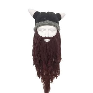 Yihaoyi - Gorro Vikingo Europeo Americano con Barba, Gorro de Punto Trenzado Hecho a Mano, Único, para <span class=keywords><strong>Halloween</strong></span>, Navidad, Unisex - Product Image 3
