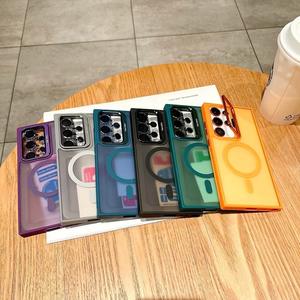 Samsung S25 için mat siyah TPU manyetik arka kapak isı dağılımı Ultra S24 Ultra cep telefonu kılıfı Metal kamera standı Lens - Product Image 5