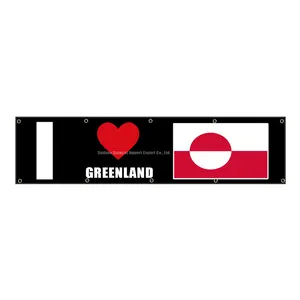Fast Shipping 2x8ft I LOVE GREENLAND 100% Polyester banner flag