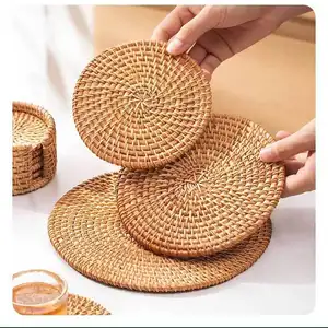 2022 Hot Selling Popular Direct Factory Sales Rich styles rattan woven coaster dining table pot holder tea set accessories