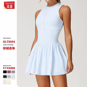 Vestido Deportivo de Yoga para Mujer Zechuang Cloud Feel, Diseño de Dos Piezas con Cuello Alto y Falda en Línea A, Color Sólido DLT9094 - Product Image 5