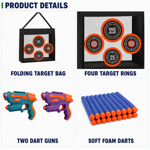 Ensemble de pistolets à fléchettes en mousse avec cible pliable, 20 fléchettes souples, jeu de combat pour deux joueurs, jouets pour enfants d'âge préscolaire, ensembles cadeaux - Product Image 4