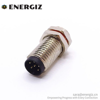Connecteurs circulaires M8 à 6 broches mâles, montage arrière droit, en laiton plaqué or, avec borne de soudure TPU/PA pour panneau de câblage