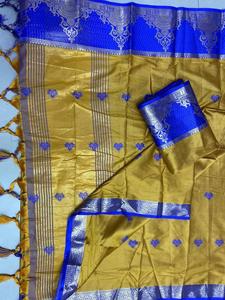 Look le plus riche et attrayant Sarees en soie Kanchipuram avec une belle pièce de chemisier Les femmes indiennes portent le meilleur prix de gros Surat Ethnic - Product Image 3