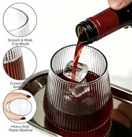 Verres à vin sans pied en PET incassable et réutilisable de 12 oz, transparents, côtelés, certifiés FDA, aspect cristal, pour fêtes, mariages, bars