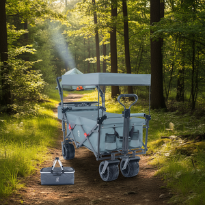 Carrito de Camping Plegable Db, Gris Metálico, con Ruedas Todoterreno, Toldo Extraíble, para Compras al Aire Libre y Senderismo - Product Image 2