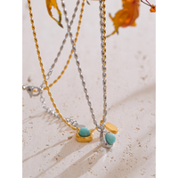 JINYOU-Collier avec pendentif en pierre naturelle 5376 chic et exclusif en acier inoxydable, bijoux pour femmes
