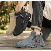 Zapatos Deportivos Casuales de Hombre, Estilo Slip-On, de Caña Alta, para Primavera, Verano y Otoño, Antideslizantes, Resistentes al Desgaste, a la Moda, Botines Cortos