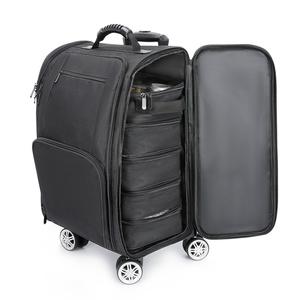 Bolsa de viaje de tela Oxford negra, bolsa de rodillo con patrón geométrico, Maleta giratoria plegable, funda de equipaje, bolsa de carrito con cremallera - Product Image 2