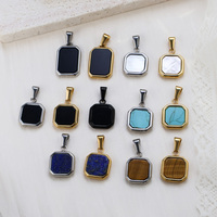 Vente en gros de pierres précieuses, pendentif en coquille de turquoise, bijoux, pierre naturelle, carré, lapis lazuli, émail, malachite