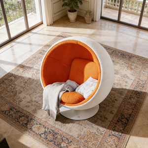 Sillón Moderno de Lujo <span class=keywords><strong>con</strong></span> Base Giratoria de Fibra de Vidrio, Silla Tipo Globo, Mueble de Asiento para Sala de Estar - Product Image 5