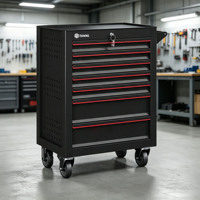 Armoire à outils métallique robuste et étanche de 26 pouces sur mesure, 7 tiroirs, fond à roulettes en fer, verrouillable, anti-poussière, pour garage
