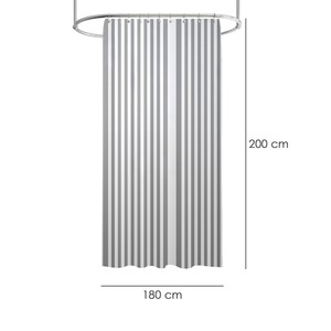 Tenda da doccia a righe bianche 180x200 cm. Impermeabile - Product Image 2