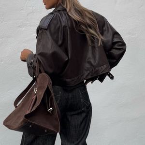 Veste Courte Femme en Cuir PU Style Décontracté Nouvelle Collection Manches Longues – Vente Flash OEM - Product Image 2