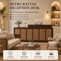 Bureau de réception minimaliste personnalisé au design moderne, petite table de bar simple en bois de rotin pour salon de beauté, magasin de vêtements, bureau de caissier