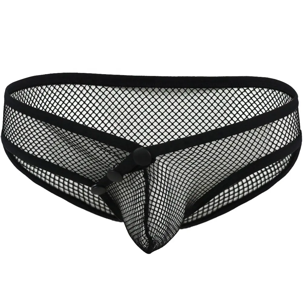 Homens de Sexy Ver Através Malha Céu Aberto G-corda Thong Briefs Bulge bolsa Bikini Briefs Underwear Calcinhas Respirável Masculinos