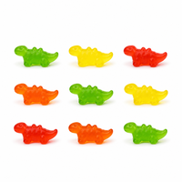 Bonbons gélifiés 3D dinosaures aux saveurs de fruits mélangées, vente en gros, collations pour enfants, étiquette privée personnalisée