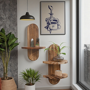 Hiện Đại Than Bắn Rắn Gỗ Đa Chức Năng Lưu Trữ Tường Kệ Sáng Tạo Hình Bầu Dục Chủ Đề Thiết Kế Cho Nhà Phòng Khách Trang Trí - Product Image 4