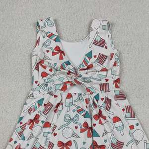 สินค้ามาใหม่ เด็กผู้หญิง ฤดูร้อน 4 กรกฎาคม ชุดเดรสกางเกงขาสั้นทรงเอระบายอากาศได้ดี ความยาวระดับเข่า ชุดโยคะ ชุดออกกำลังกาย - Product Image 4