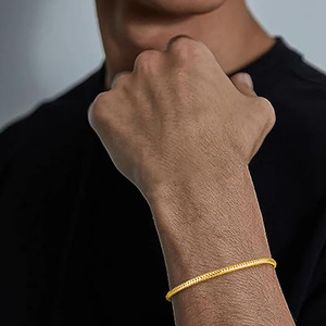 CANNER Wholesale Hip Hop 18K Gold Plated S925 <b>Sterling</b> <b>Silver</b> Bracelet Jewelry Simple Snake <b>Chain</b> Bracelet for Women <b>Men</b> - Product Image 5