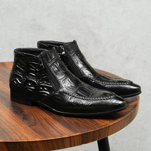 Bottines Chelsea en cuir décontractées rétro personnalisées pour hommes, bout pointu, tendance, légères pour l'hiver - Product Image 2