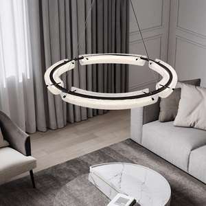Anneau led lustres salon chambre moderne plafond en verre rond suspensions - Product Image 2