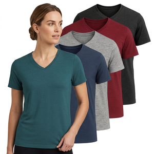 Paquete de 2 Camisetas Deportivas de Primera Calidad, Cuello en V, de Algodón Jersey Sólido, para Hombre/Mujer, Estilo Deportivo, Preencogidas, Corte Atlético - Product Image 2