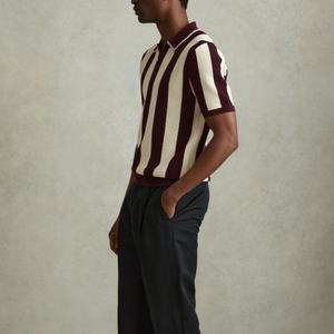 Personnalisé Hommes Mode <span class=keywords><strong>Maille</strong></span> Évider Tricot <span class=keywords><strong>Pull</strong></span> À Manches Courtes Large Rayé <span class=keywords><strong>Homme</strong></span> 1/4 Zip Hommes Crochet Polo T Shirt Chandail Tricoté - Product Image 5