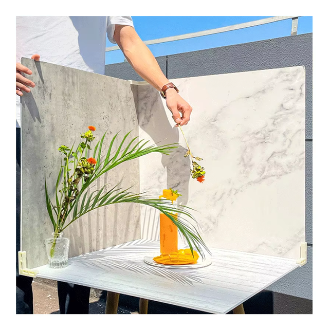 PVC Wood Grain Marble Cement Photo Background Board Flat Style Paper Foam with Waterproof Feature Scenic Photography Decoration