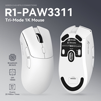 Mouse Gaming Nirkabel Attack Shark R1 PAW3311 12000 DPI Ergonomis Bentuk Tangan Kanan 59g Ringan 3-Mode RGB