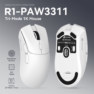 Souris de jeu sans fil Attack Shark R1 PAW3311 12000 DPI, forme ergonomique pour droitier, 59g légère, souris de jeu RGB 3 modes - Product Image 5