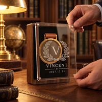 Boîte de présentation de médailles en bois personnalisée gravée au laser, boîte à souvenirs pour récompenses, réalisations, retraite, cadeau de graduation