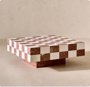 <span class=keywords><strong>Tavolino</strong></span> in marmo moderno stile unico con <span class=keywords><strong>bianco</strong></span> e rosso naturale quadrato a scacchiera quadrata piedistallo piedistallo <span class=keywords><strong>tavolino</strong></span> <span class=keywords><strong>da</strong></span> caffè - Product Image 1