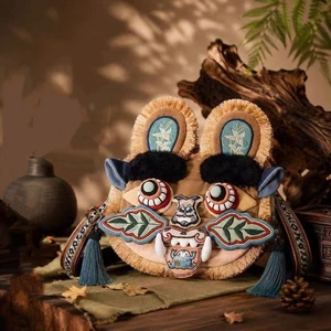Sac à dos tête de tigre en peluche brodé tendance avec fermeture éclair, sac bandoulière personnalisable avec broderie et pompons, unisexe - Product Image 4
