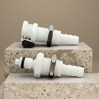 Raccord rapide à fixation sur panneau en plastique BRT 1/8" 3/16" 1/4" 5/16" 3/8" avec raccord cannelé pour tuyau et ressort de valve en acier inoxydable 316
