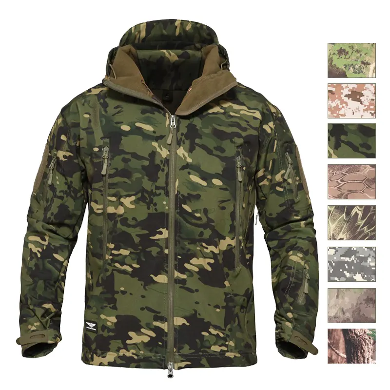 Équipement à capuche de chasse ambiante personnalisé porter une veste à capuche camouflage à l'extérieur doublure polaire vêtements de chasse pour hommes