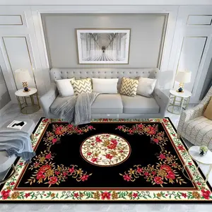 Sala de estar del hogar, mesa de té, alfombra del dormitorio, Alfombra de piso con patrón floral de terciopelo de cristal, resistente al desgaste y fácil de mantener
