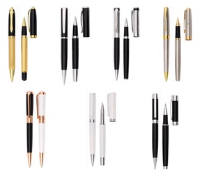 wholesale high quality elegant expensive ball point pink gold steel metal custom logo luxury gift box pen carbon fiber pen