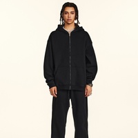 Sweat à capuche zippé en polaire 345 g/m² nouvelle collection automne-hiver, couleur unie, coupe oversize ample et épaisse