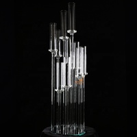 SH-1939 — bougeoirs à 10 bras clairs, tubes en verre ovales, porte-bougies en cristal, pièces centrales de mariage avec abat-jour