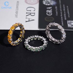 Anillos de Eternidad con Moissanita VVS, Plata 925 con Baño de Rodio, Corte Brillante Redondo, Engaste Pavé, Joyería de Lujo para Mujer - Product Image 5