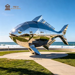 Escultura <span class=keywords><strong>de</strong></span> Pez <span class=keywords><strong>de</strong></span> Acero Inoxidable Grande para Jardín Exterior, Suministrada por el Fabricante TREVI, para Decoración <span class=keywords><strong>de</strong></span> Plazas Costeras - Product Image 1