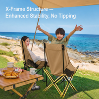 Chaise longue de plage pliable en acier au carbone à dossier haut, portable, pour barbecue et pêche