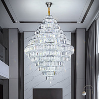 Luxueux évider salon lustre en cristal Villa Duplex rond salle à manger lumière lumière lustre en cristal de luxe